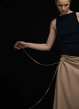 Вязаная майка в рубчик, Черный