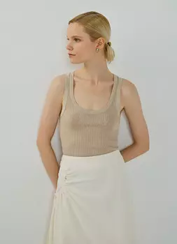 Вязаная майка в рубчик с люрексом, Золотой