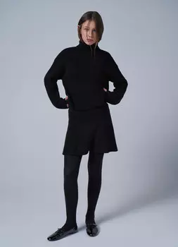 Вязаная мини-юбка для девочек, Черный