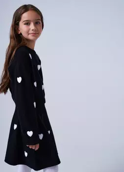 Вязаная юбка для девочек, Черный