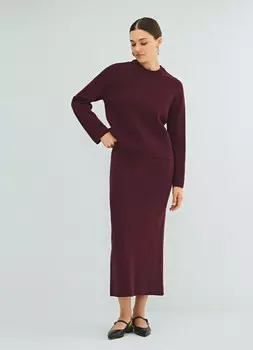 Вязаная юбка миди, Фиолетовый