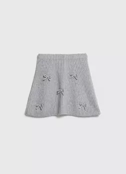Вязаная юбка с бантами для девочек, Серый