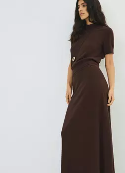 Вязаная юбка-трапеция, Коричневый