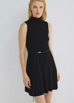 Вязаное платье с воротником-стойкой, Черный