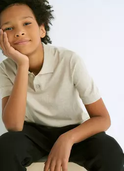 Вязаное поло для мальчиков, Бежевый