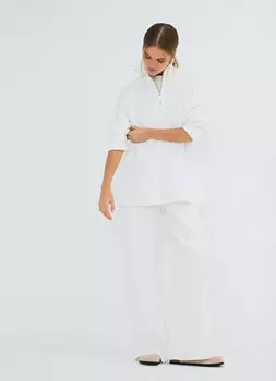 Вязаные широкие брюки, Белый