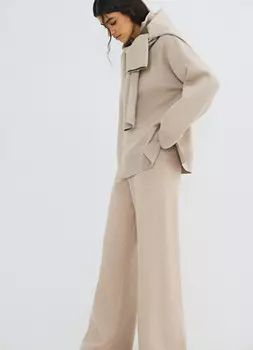 Вязаные широкие брюки, Бежевый