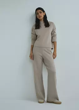 Вязаные широкие брюки, Бежевый