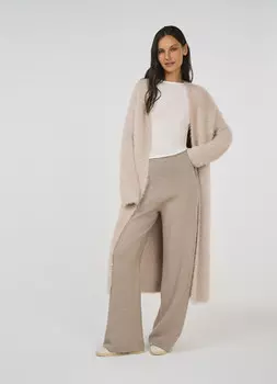 Вязаные широкие брюки, Бежевый