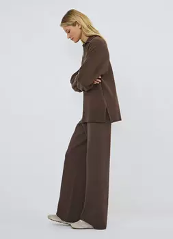 Вязаные широкие брюки, Коричневый