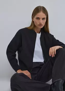 Вязаный бомбер на молнии, Серый