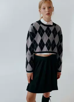 Вязаный джемпер для девочек, Серый