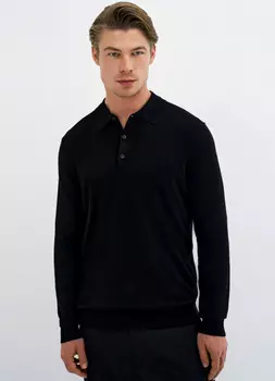 Вязаный джемпер-поло, Черный