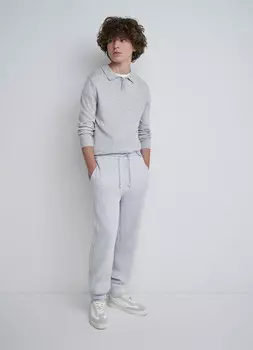 Вязаный джемпер-поло для мальчиков, Серый