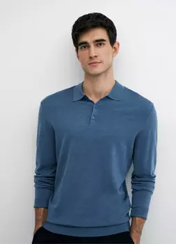 Вязаный джемпер-поло, Голубой