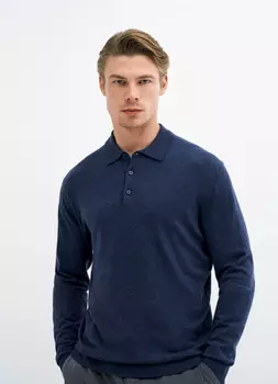 Вязаный джемпер-поло, Синий