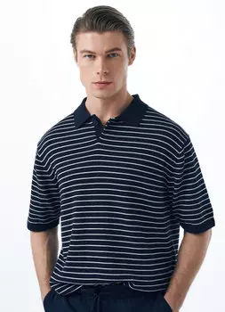 Вязаный джемпер-поло, Синий