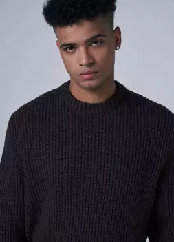 Вязаный джемпер с добавлением шерсти, Коричневый