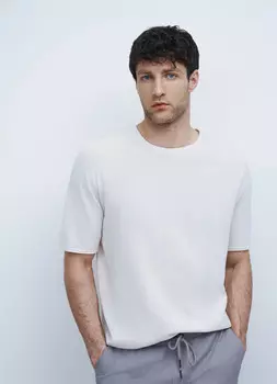 Вязаный джемпер с коротким рукавом, Белый