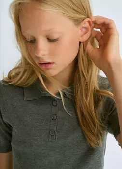 Вязаный джемпер с коротким рукавом для девочек, Серый