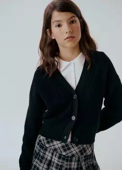 Вязаный джемпер с коротким рукавом для девочек, Белый