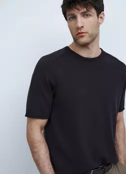 Вязаный джемпер с коротким рукавом, Коричневый