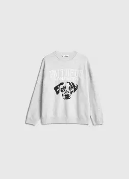 Вязаный джемпер с принтом для девочек, Серый