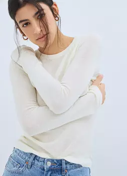 Вязаный джемпер с шерстью, Бежевый