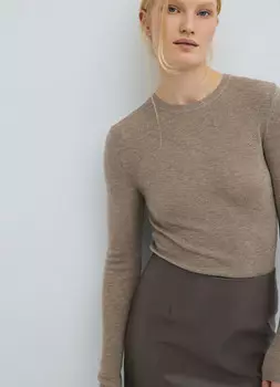 Вязаный джемпер с шерстью, Бежевый