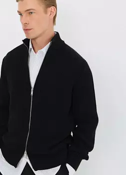 Вязаный жакет на молнии, Черный