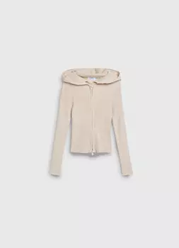 Вязаный жакет с молнией для девочек, Бежевый