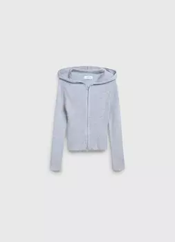 Вязаный жакет с молнией для девочек, Серый