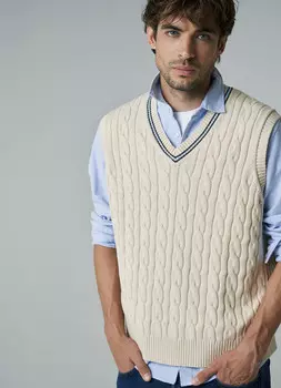 Вязаный жилет, Белый