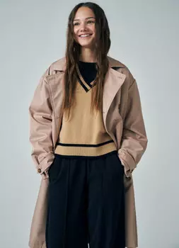 Вязаный жилет для девочек, Бежевый