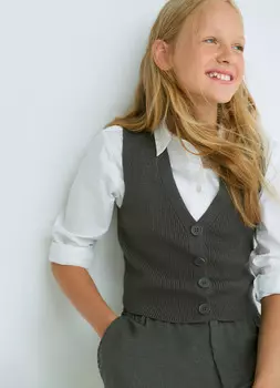 Вязаный жилет для девочек, Серый