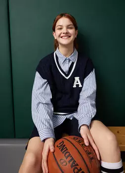 Вязаный жилет для девочек, Синий