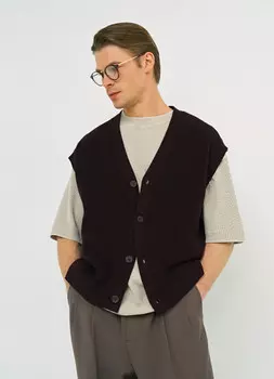 Вязаный жилет на пуговицах, Фиолетовый