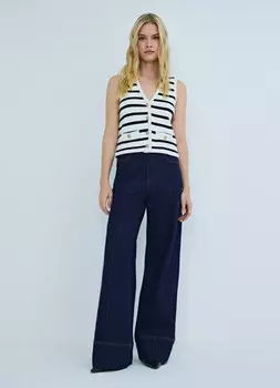 Вязаный жилет, Синий