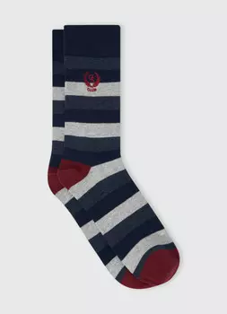 Высокие носки с вышивкой, Синий