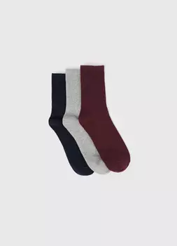 Высокие носки в рубчик, 3 пары, Красный