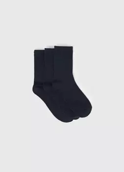 Высокие носки в рубчик, 3 пары, Синий