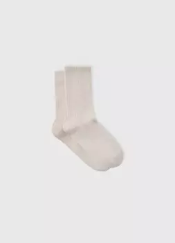 Высокие носки в рубчик, Бежевый