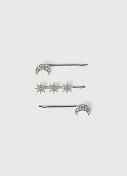 Заколки для волос, 3 шт., Серебряный