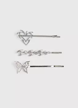 Заколки для волос для девочек, 3 шт., Серебряный