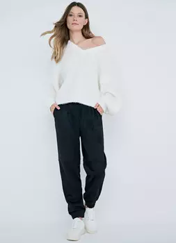 Замшевые брюки-джоггеры, Черный