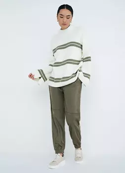 Замшевые брюки-джоггеры, Зеленый