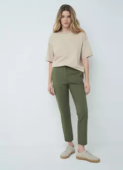 Зауженные брюки из хлопка, Зеленый