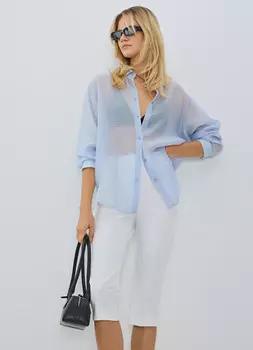 Зауженные брюки капри, Белый