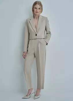 Зауженные брюки с ремнём, Бежевый