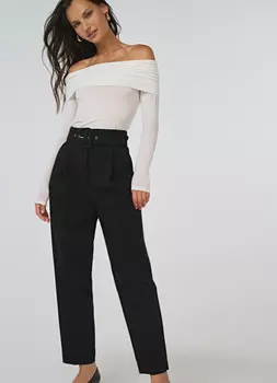 Зауженные брюки с поясом, Черный